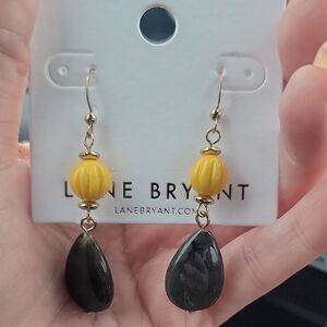 Lane Bryant Yellow and Black Dangle Earrings